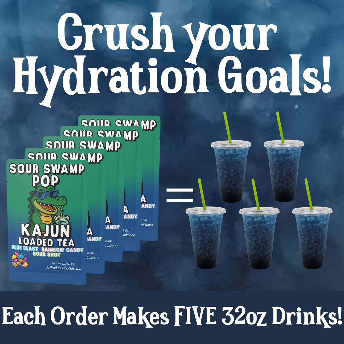 Kajun Loaded Tea Sour Swamp Pop 250 mg caffeine from green tea.