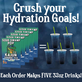 Kajun Loaded Tea Sour Swamp Pop 250 mg caffeine from green tea.