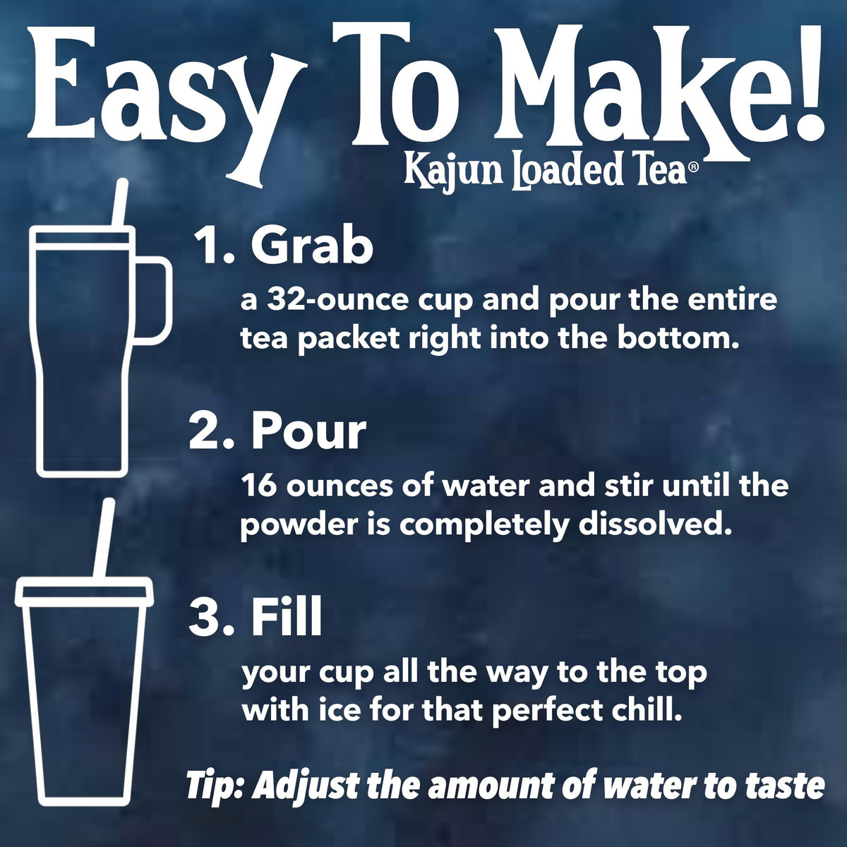 Kajun Loaded Tea Sour Swamp Pop packets travel-ready for on-the-go hydration.