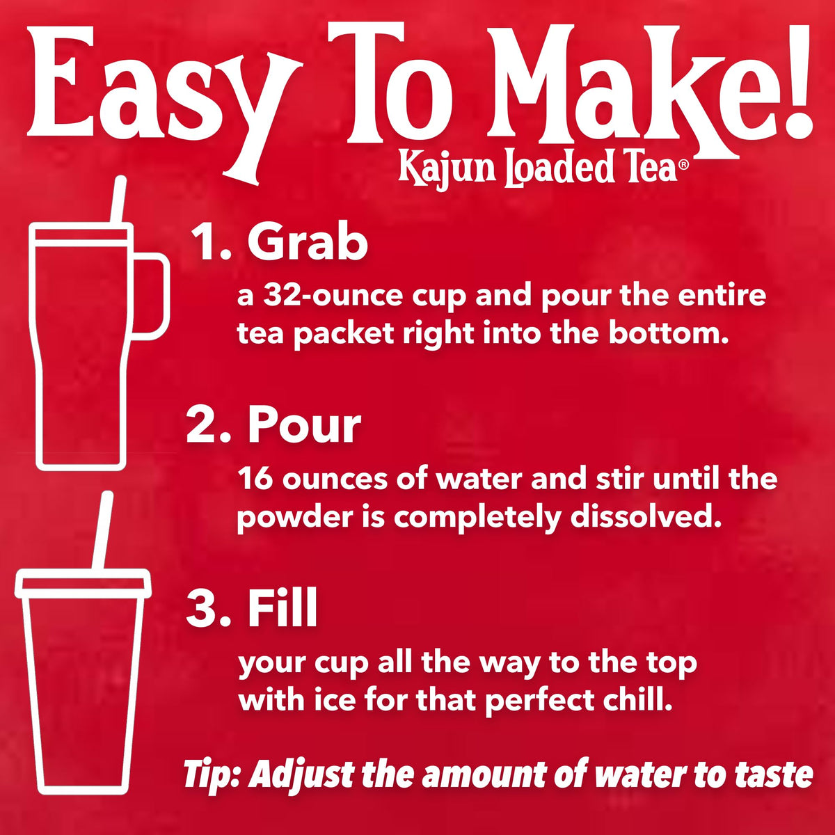 Kajun Loaded Tea travel packets ready for quick mix anywhere you go
