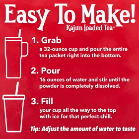 Kajun Loaded Tea travel packets ready for quick mix anywhere you go