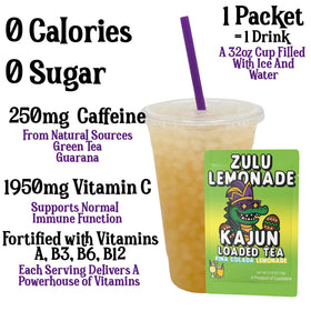 Kajun Loaded Tea Zulu Lemonade glass reveals refreshing color and aroma