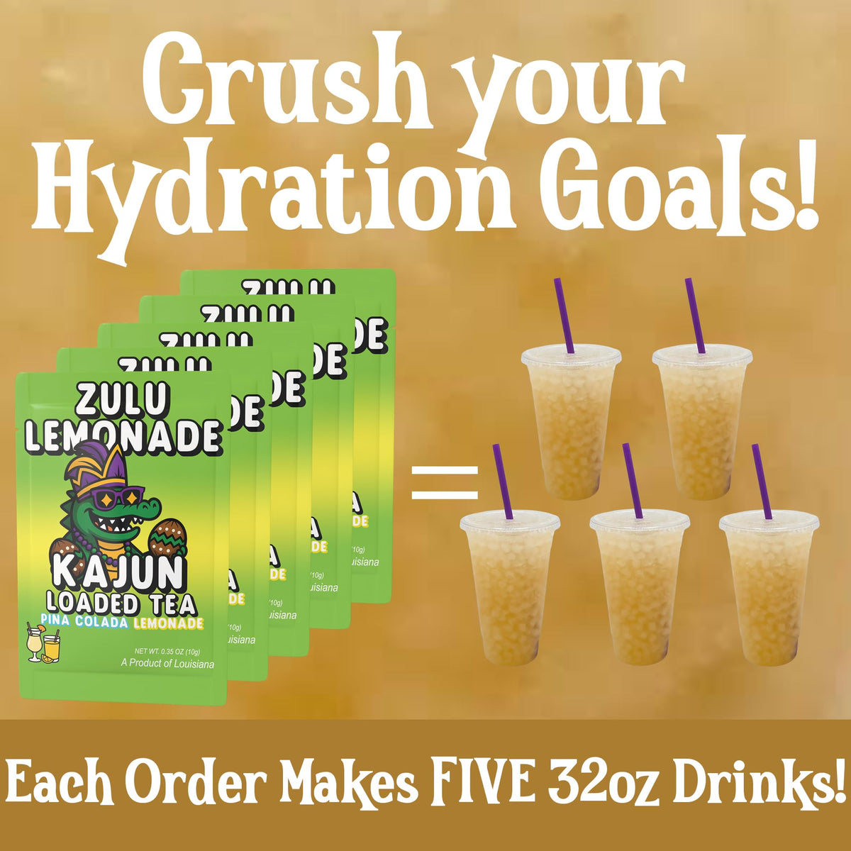 Kajun Loaded Tea Zulu Lemonade ice-filled cup ready to drink