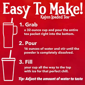 Kajun Loaded Tea Zydeco Zing ice-cold cup reveals vibrant color and inviting taste