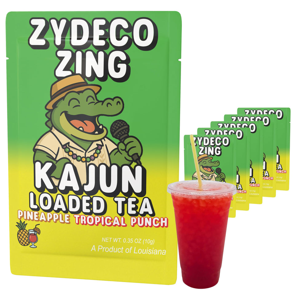 Kajun Loaded Tea Zydeco Zing pineapple glass shows tropical flavor for a refreshing pick-me-up