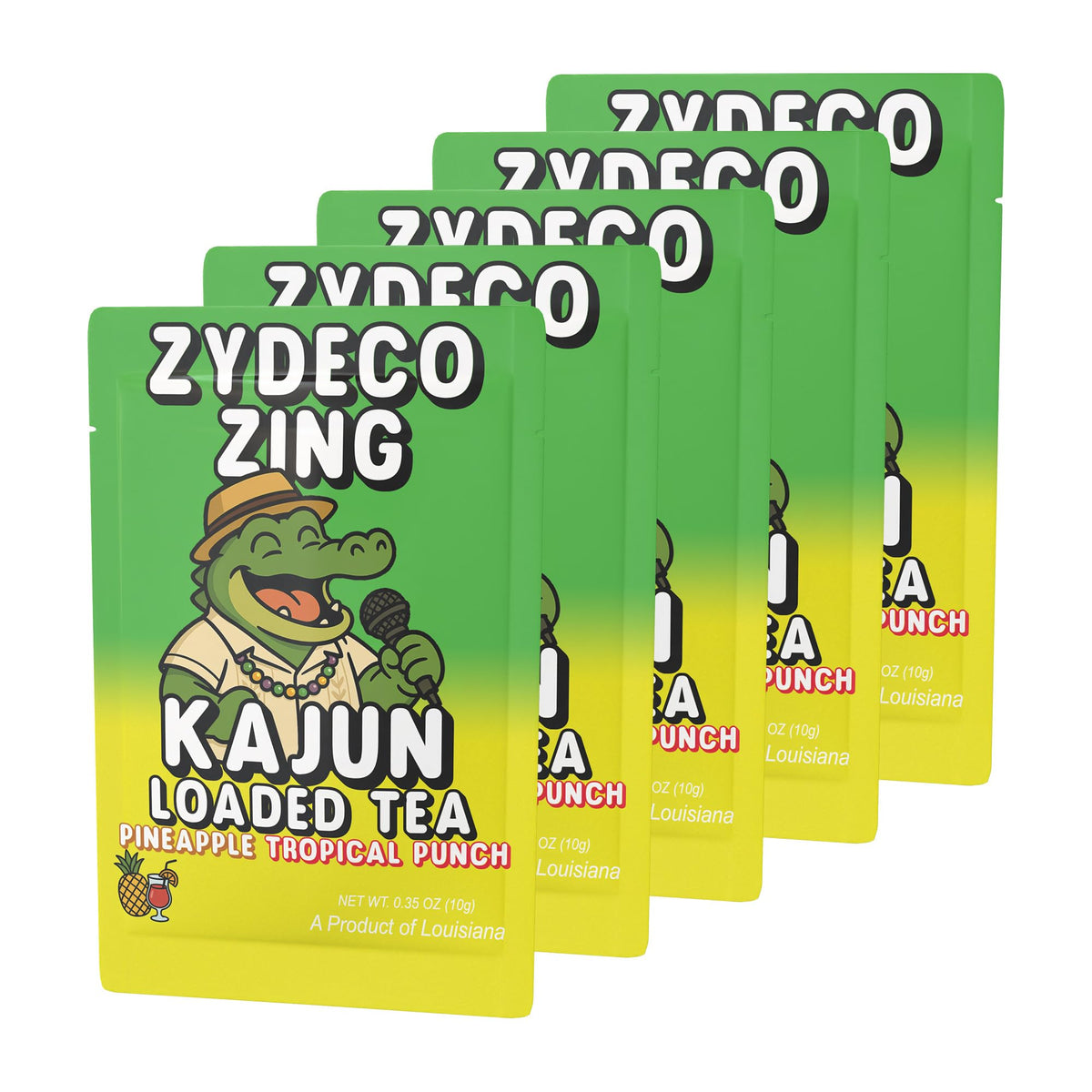 Kajun Loaded Tea Zydeco Zing single-serve packet ready for quick hydration