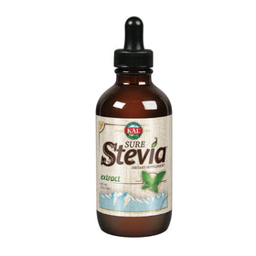 KAL Sure Stevia Drops bottle close-up showing zero-calorie sweetness in beverages