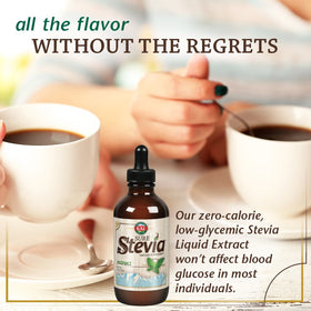 KAL Sure Stevia Drops next to a coffee mug for guilt-free sweetness in hot drinks