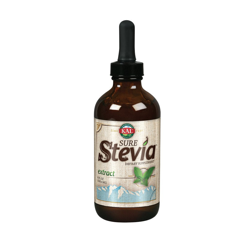 KAL Sure Stevia bottle showing zero calories and plant-based sweetness for beverages