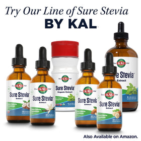 KAL Sure Stevia Extract organic badge emphasizes natural sourcing.