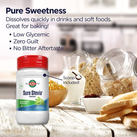 Cup of coffee lightly sweetened with KAL Sure Stevia for sugar-free flavor.