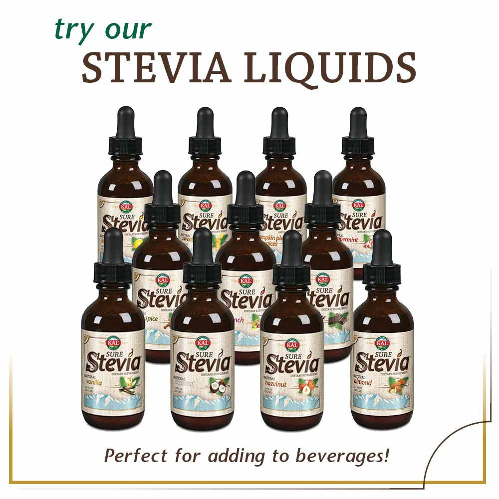 KAL Sure Stevia Extract Powder on kitchen shelf ready for versatile recipes