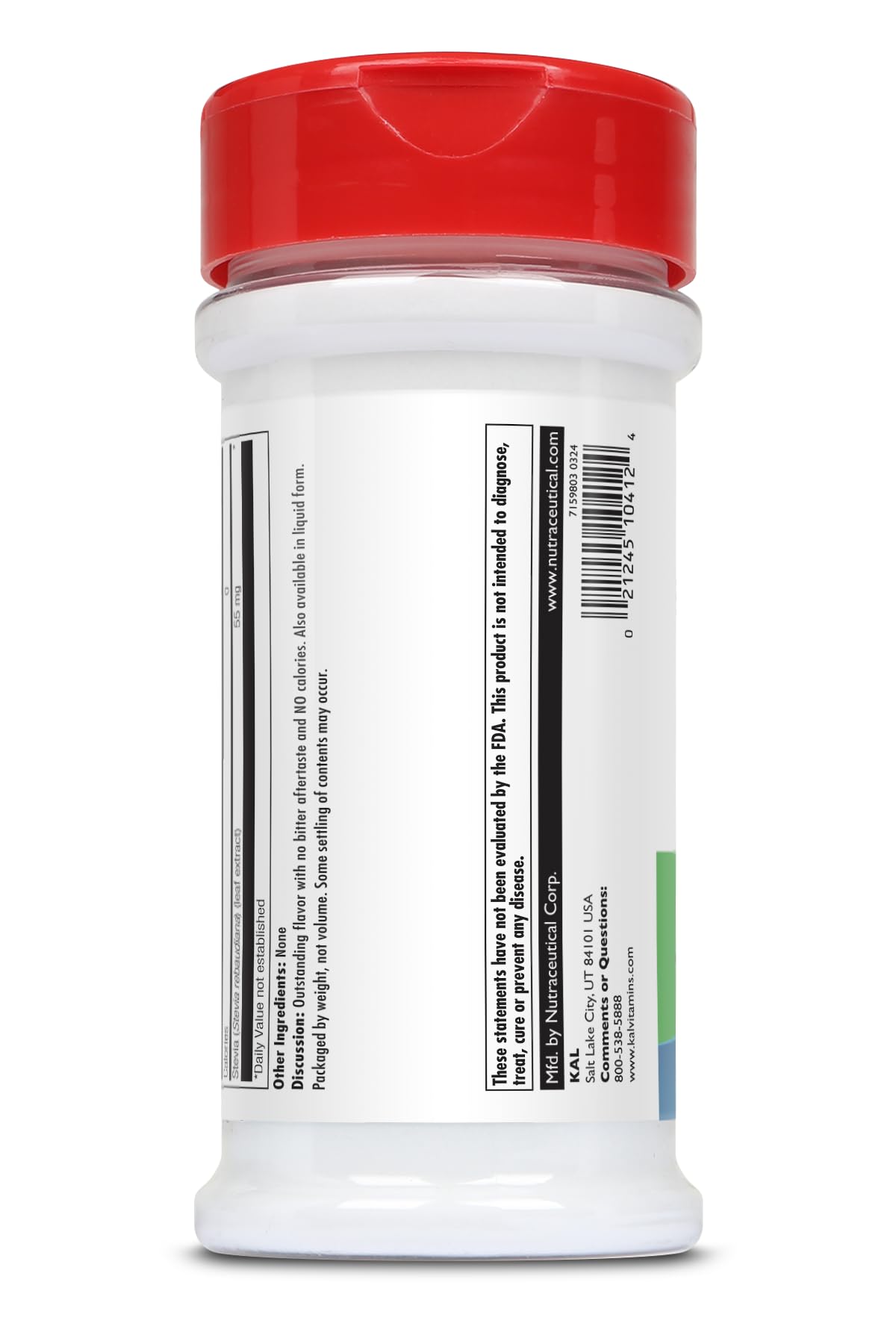 Measuring spoon with KAL Sure Stevia powder for precise sweetening.