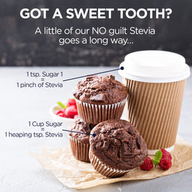 Warm tea enhanced with KAL Sure Stevia powder for natural sweetness.