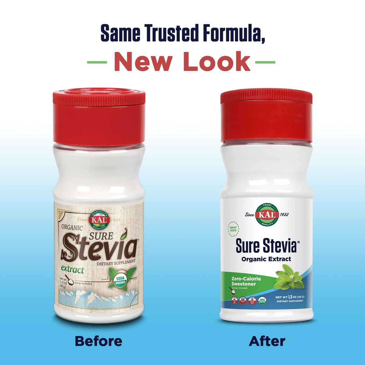 KAL Sure Stevia Extract shaker bottle ready for daily coffee, tea, and desserts.