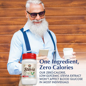 KAL Sure Stevia powder used in hot coffee showing rich flavor without calories.