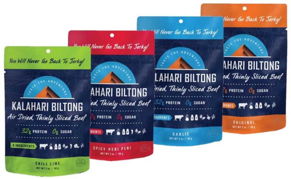 Kalahari Biltong Original slices offer a protein-rich, savory snack for on-the-go moments.