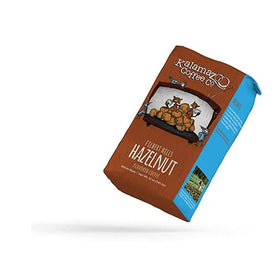 Steaming cup of Kalamazoo Hazlenut Filbert Hills coffee showing inviting aroma.
