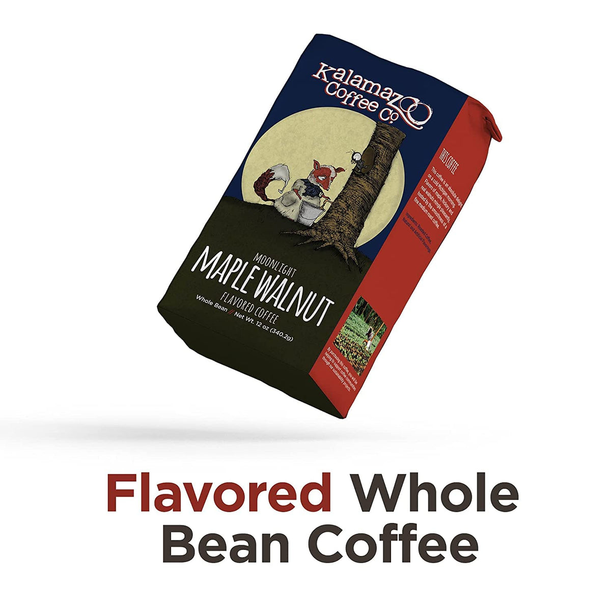 Kalamazoo Maple Walnut bag label close-up highlighting Moonlight flavor notes