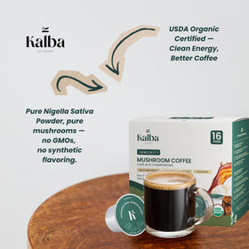 Kalba Lion's Mane close-up highlighting focus-friendly blend.