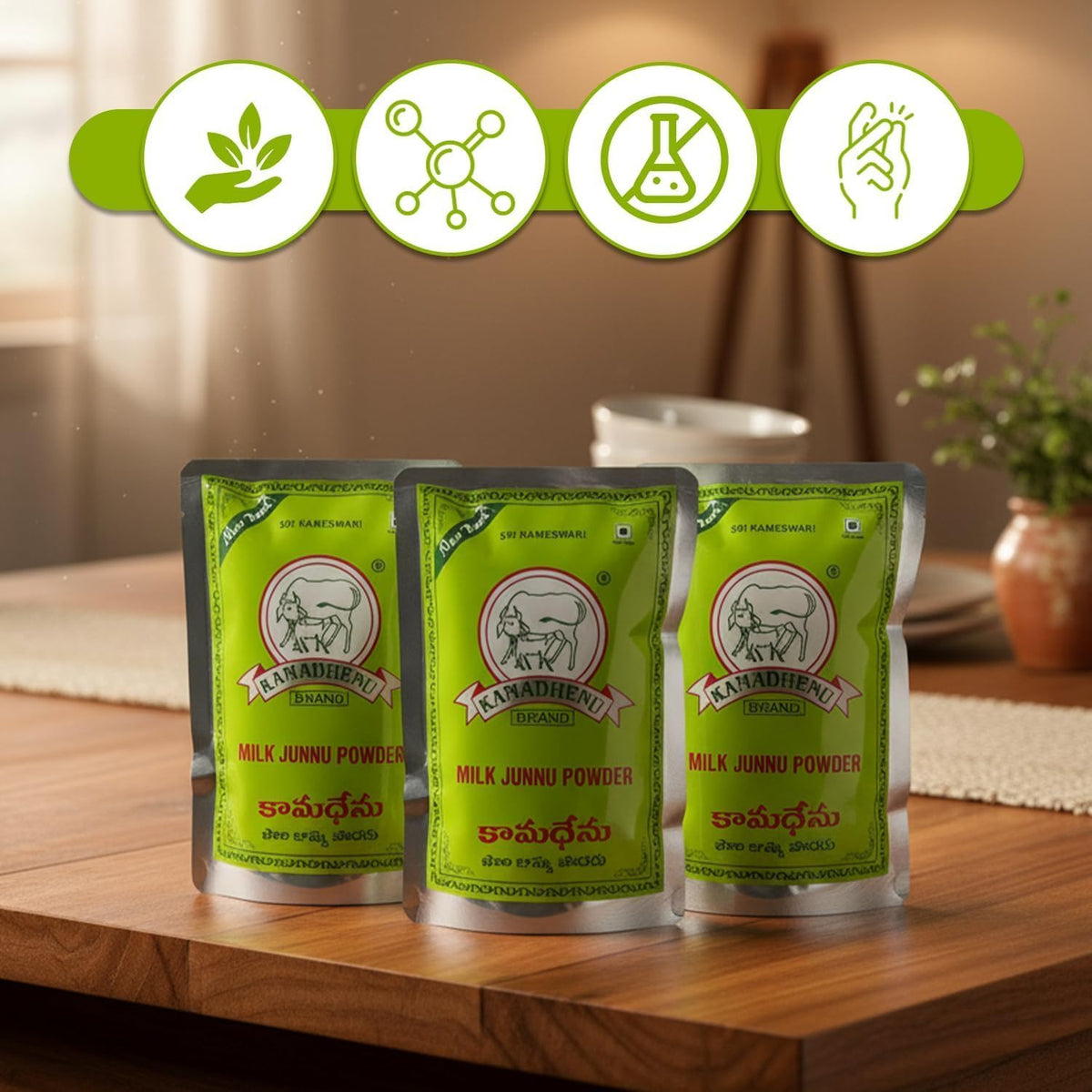 Kamadhenu Junnu Powder 3-pack, perfect gifting and sharing.