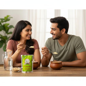 Kamadhenu Junnu Powder enjoyed by kids for a creamy treat.