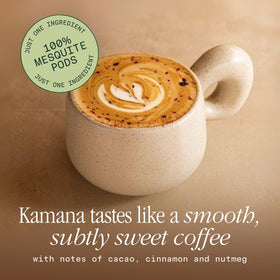 Kamana mug with steam suggesting a comforting ritual and steady energy.