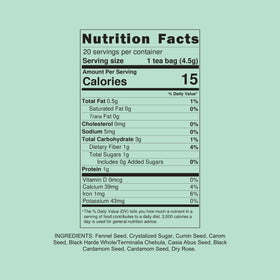 Back of Kappah Fennel Tea Pack detailing ingredients and organic notes.