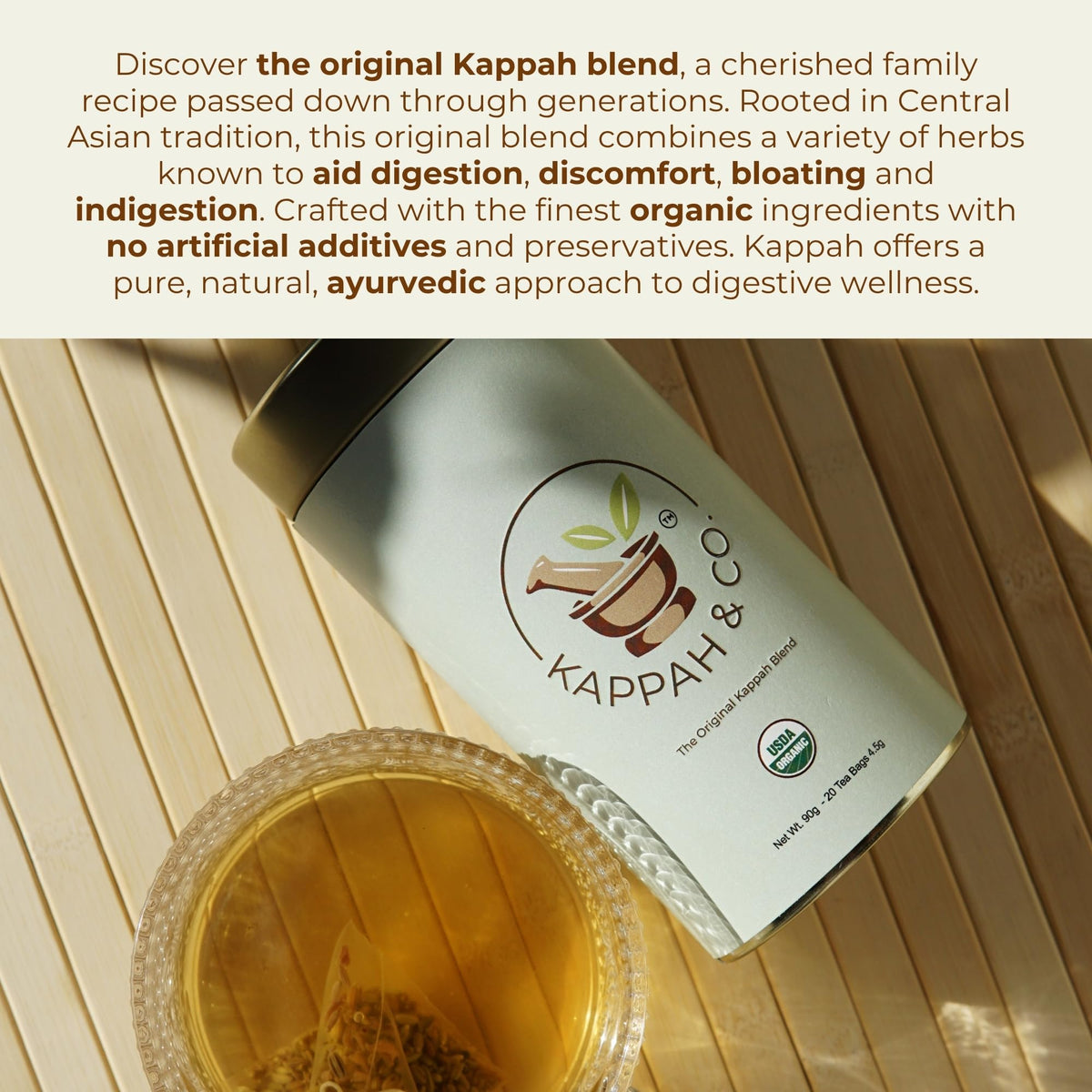Kappah Fennel Tea Bags photographed with packaging for a clean look.