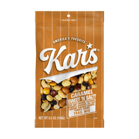 Kar's Nuts Caramel Sweet N Salty Trail Mix close-up of peanuts and caramel pieces