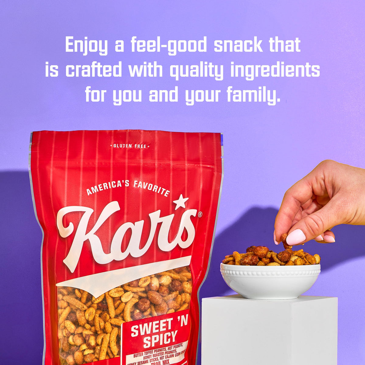 Kar’s Nuts Sweet N Spicy Trail Mix honey roasted peanuts balance flavor