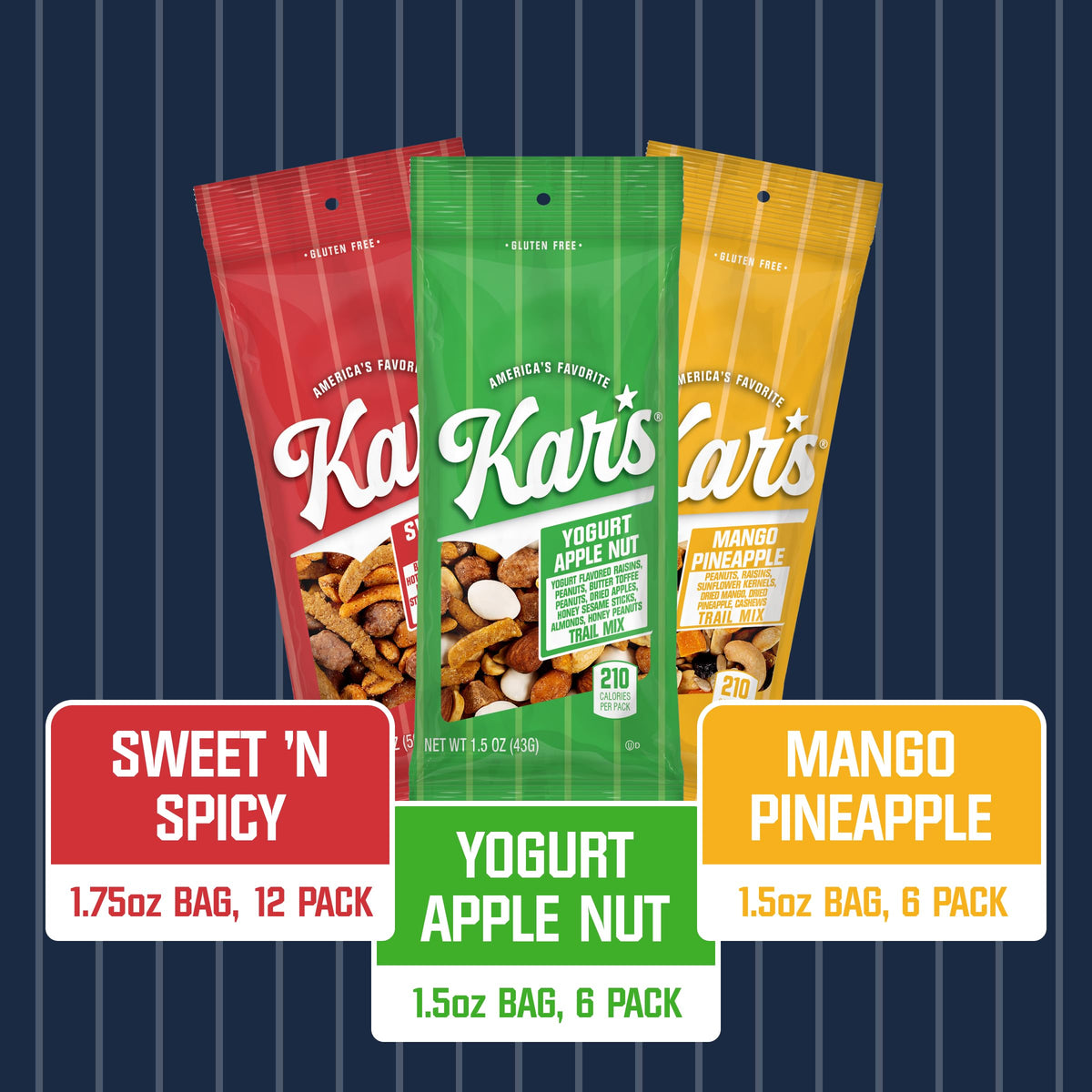 Kar's Nuts Mango Pineapple pack with tropical fruit notes for on-the-go snacking.