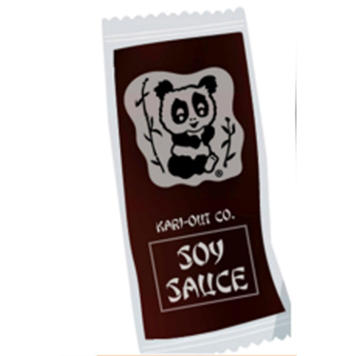 Kari-Out soy sauce 8g packet in-use shot for sushi and takeout.