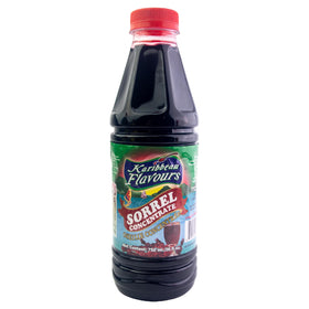 KARIBBEAN FLAVOURS sorrel hibiscus concentrate bottle showcasing authentic Caribbean flavor for refreshing beverages.