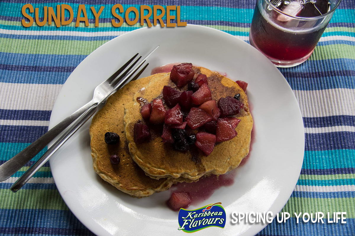 KARIBBEAN FLAVOURS sorrel hibiscus concentrate ingredients close-up with hibiscus flowers and vitamin C hints.