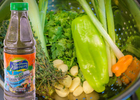 KARIBBEAN FLAVOURS Trinidad Fresh Green Seasoning jar closeup highlights its vibrant herb blend