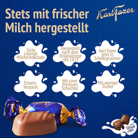 Karl Fazer Milk Chocolate bar close-up inviting indulgence with smooth texture