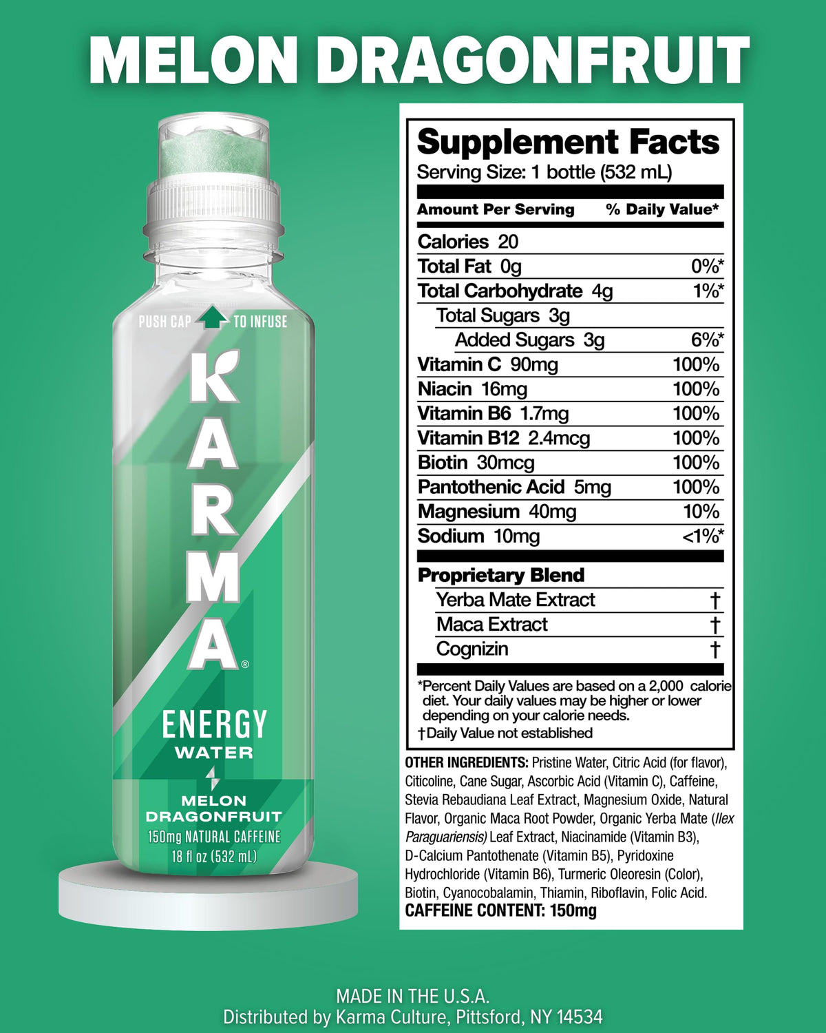 Karma Energy Drink illustration of Cognizin nootropics for mental clarity support.