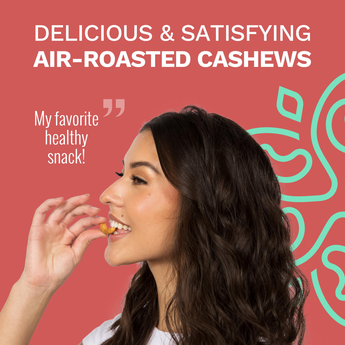 Karma Nuts Air Roasted Cashews Closeup for oil-free, crisp texture