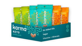 Karma Nuts Golden Turmeric cashews pack for keto-friendly snacking.