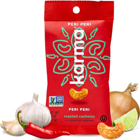 Karma Nuts Peri Peri Cashews Pack 12ct for convenient, protein-rich on-the-go snacking