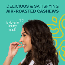 Karma Nuts Sea Salt Cashews air-roasted without oil, preserving buttery flavor.