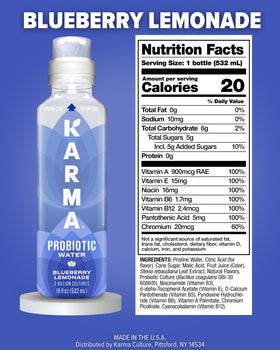 Close-up of Karma Probiotic Water bottle cap and label