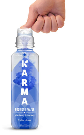 Push Cap activation on Karma Probiotic Water preserves probiotics until opening