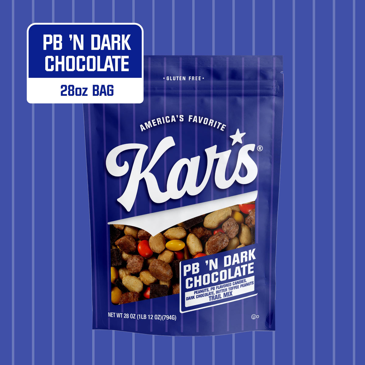 Close-up of roasted peanuts and candy bits in Kar's Nuts trail mix