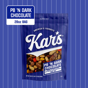 Close-up of roasted peanuts and candy bits in Kar's Nuts trail mix