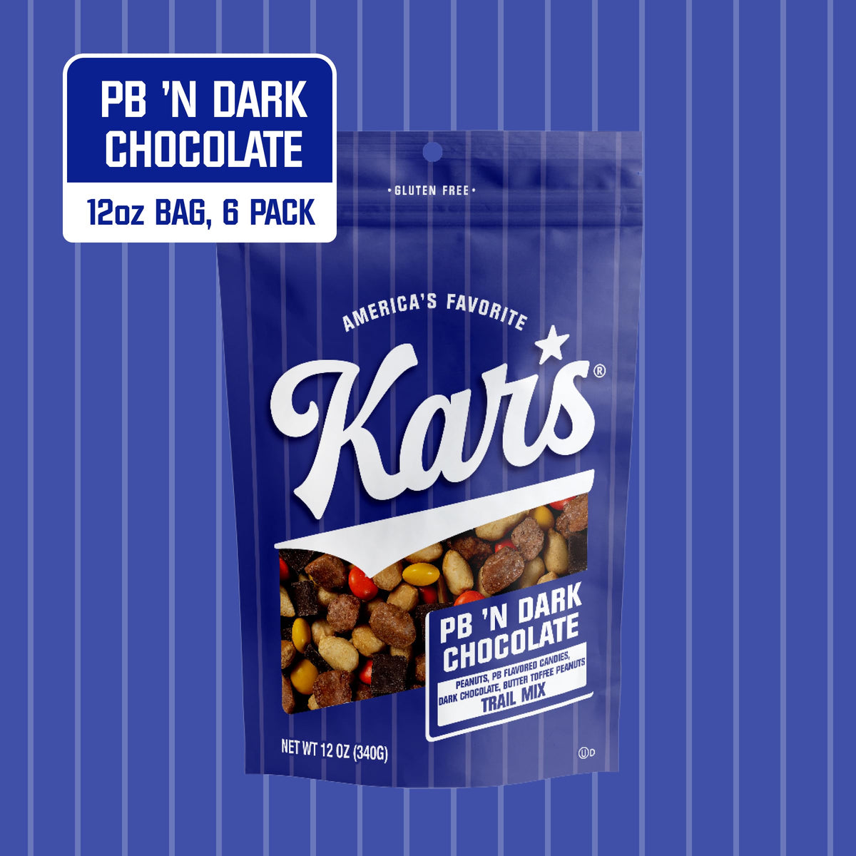 Kar's Nuts trail mix includes roasted peanuts and butter toffee peanuts for satisfying texture
