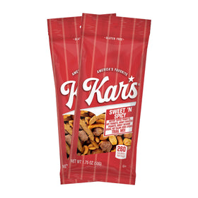 Kar’s Nuts Sweet 'N Spicy trail mix bag ready for on-the-go snacking