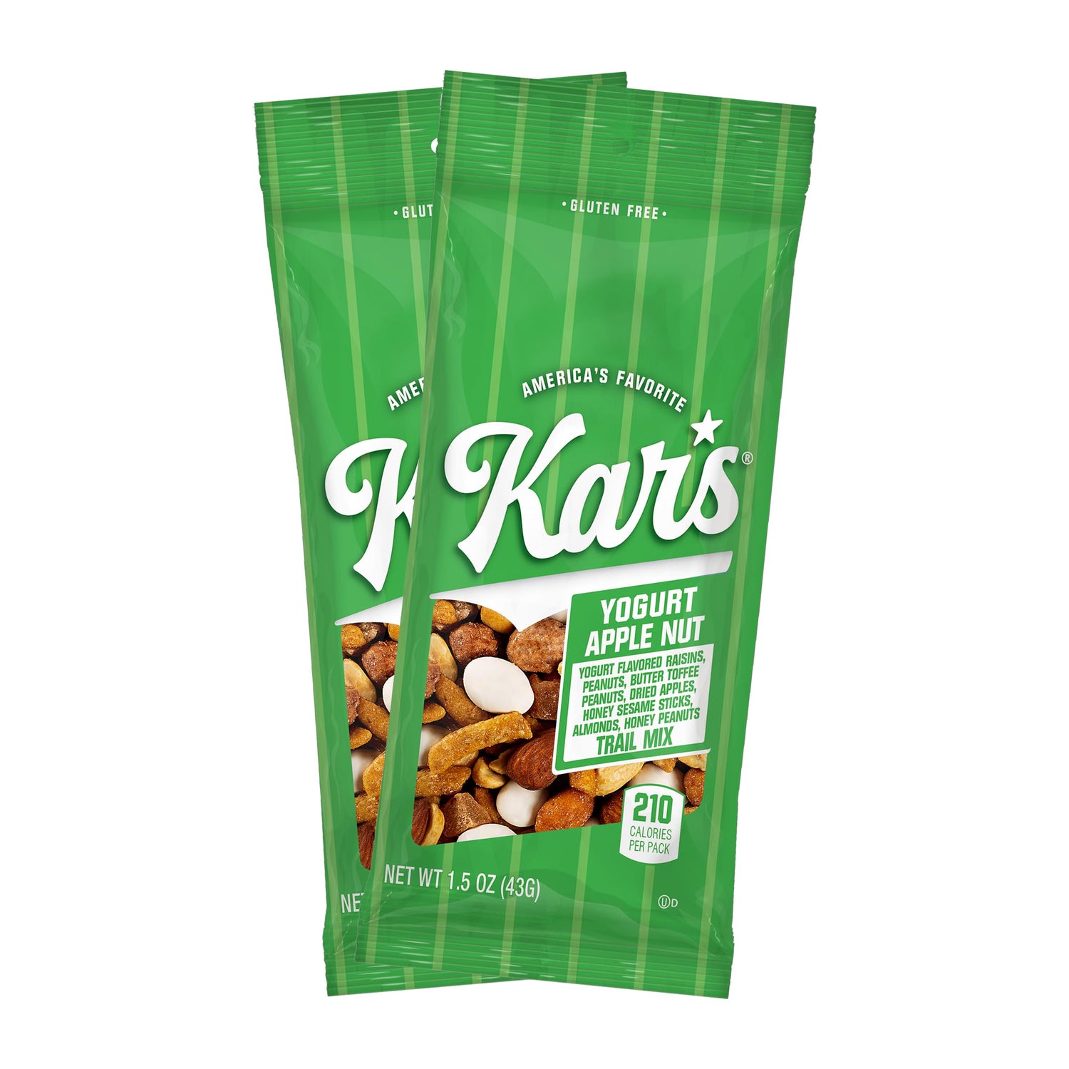 Kars Nuts Yogurt Apple Nut Trail Mix bag for on-the-go snacking.