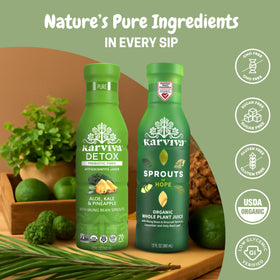 Karviva bean sprouts close-up reveals nutrient-dense ingredients used.